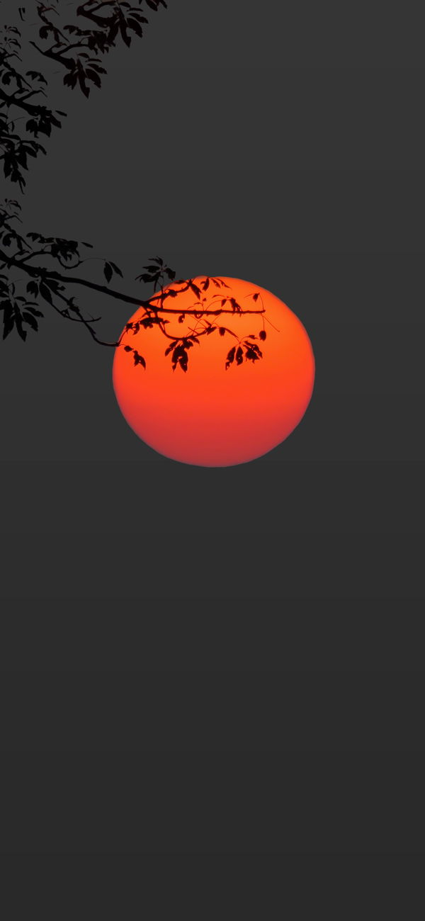 خلفية شمس الغروب البرتقالية في سماء رمادية للجوال