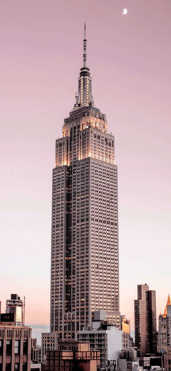 خلفية برج مدينة نيويورك وقت الغروب للجوال