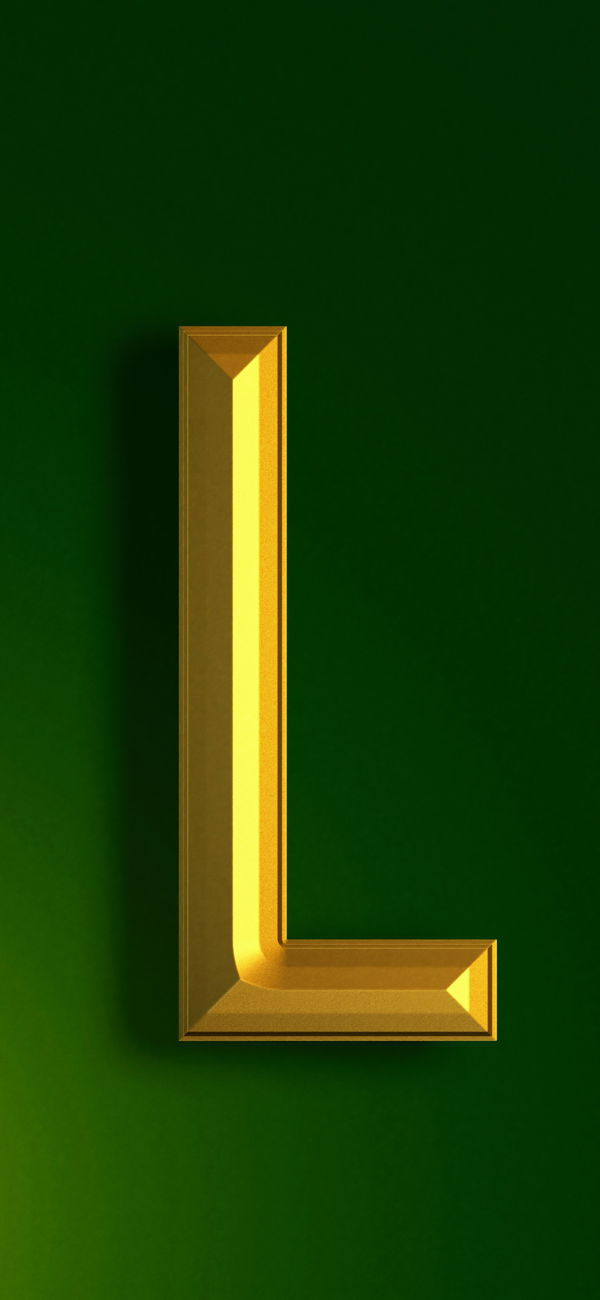 خلفية حرف L على سطح أخضر للجوال